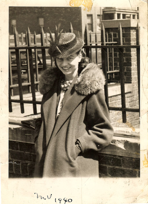 Mary Vee 1940 - In front of Plymouth Congregational Church.