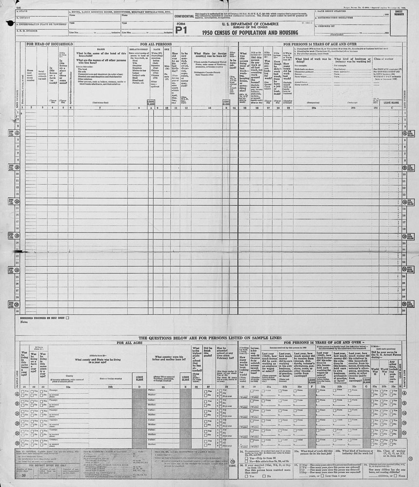 Click for empty census forms.