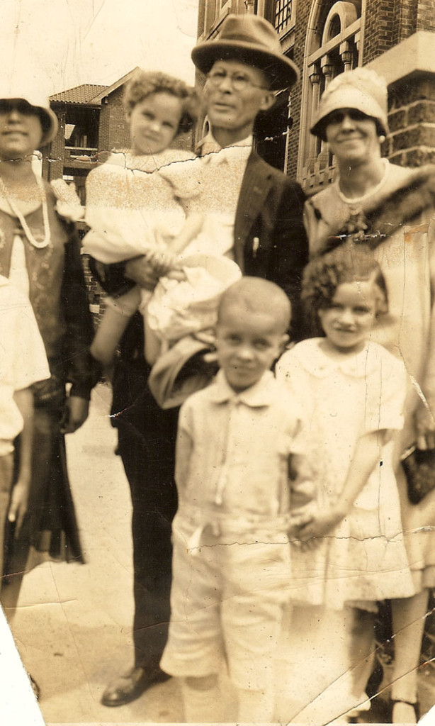 After church about 1927. Mershell holding my mother Doris, Fannie, Mary V. and Mershell Jr.