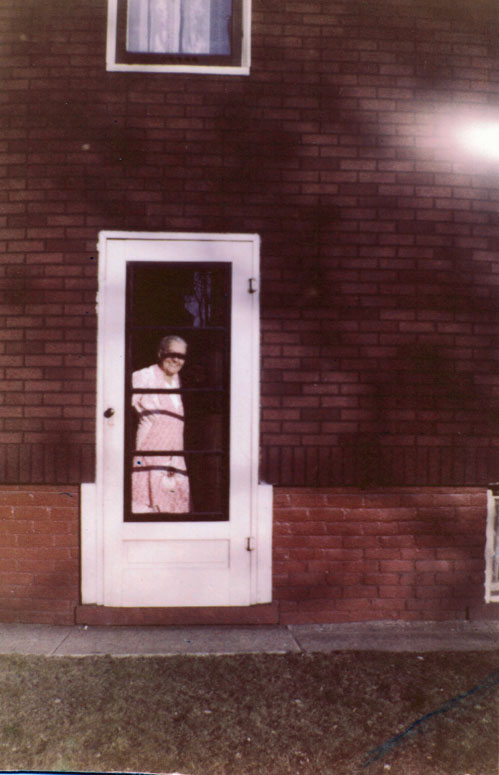 Nanny at the side door.