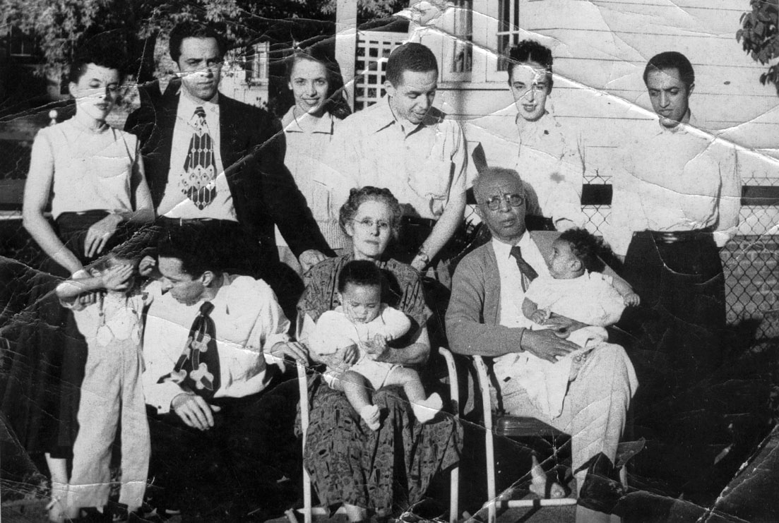 Pearl and Albert with their children and 3 of the grandchildren. My sister and I were at our other grandmothers and the youngest 4 were not yet born. 1951.
