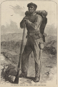 “The Escaped Slave in the Union Army,” Harper’s Weekly, July 2, 1864, p. 428. (Courtesy of the House Divided Project)